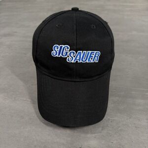 Sig Sauer Snapback Hat Baseball Cap Mens Black Blue Embroidered Logo Pistol Gun